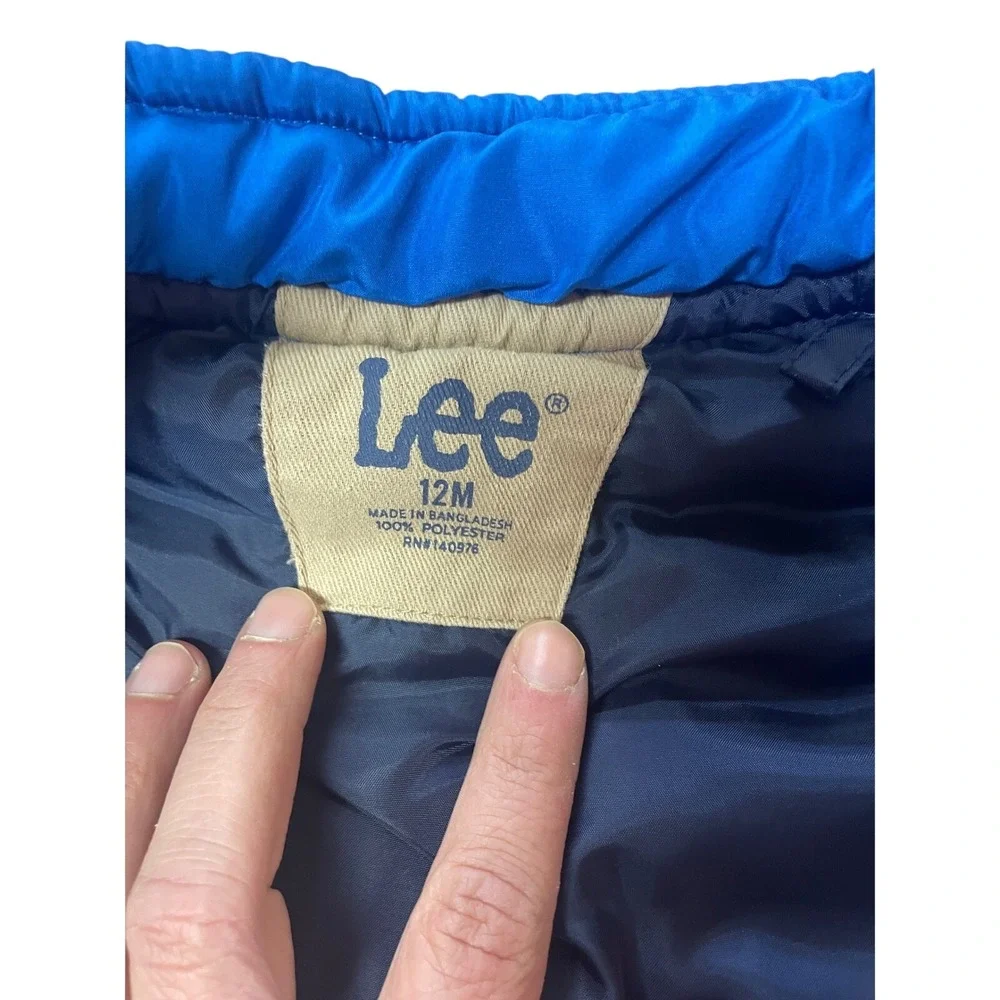 Lee Kids Blue Puffer Vest Tri-Color Stripe Full Zip Quilted Outerwear‎ 12M